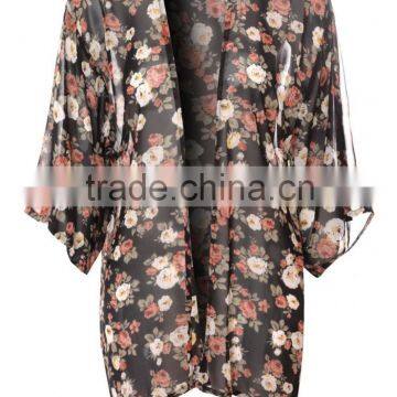 Custom chiffon floral kimono in China factory