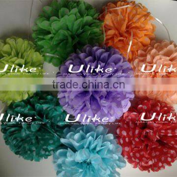 popular polka dot paper fan double used paper pinwheels fan and pom poms flowers wedding table decoration