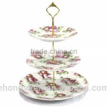 Porcelain cake stand, white ceramic plate with stand for cake, fruit