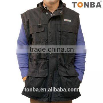 New Design Cotton Photography Camera Vest for Hiking and Trekking Hooded Vest Jacket -Black ,Light Grey photo-4