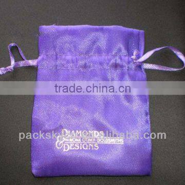 large drawstring satin gift bag with logo