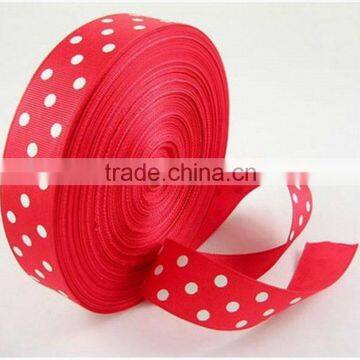 HOT SALE! Red Polka Dots Printing Personalized Satin Woven Fabric Gift Ribbon, Valentines Present Wrapping Ribbon