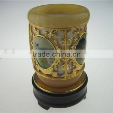 Eco-friendly New Designed Jade Rotating Brush Holder Pen Container Tubular Penrack photo-2