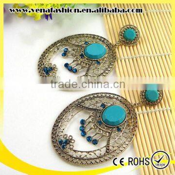Oval Design Hollow Latest Exotic Turquoise Fashion Earring photo-2