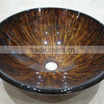 LELIN art glass basin handpainted art glass basin glass wash hand basin bathroom vanity LH-047