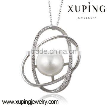 32119 xuping jewelry pearl jewerly Rhodium plated Micropaved Cubic Zirconia Diamond Oval Pear