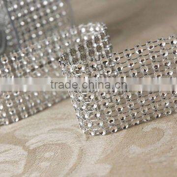 8 Rows Diamond Rhinestone Crystal Mesh Ribbon Wrap