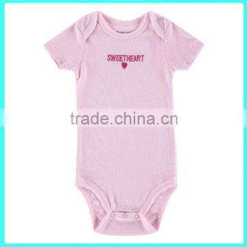 Factory supply girl rompers pink sweetheart baby bodysuits 100% cotton
