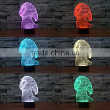 3D Optical Night Light Ghost Spirit 7 RGB Light Colors 10 LEDs AA Battery or DC 5V Mixed Lot