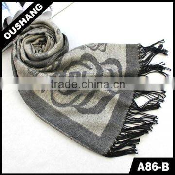 A86-B Rose Flower Jacquard Crinkled Fashion Scarf