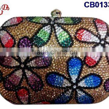 CB0133-(4-8)colorful flower pattern Africa purse handbags clutch crystal evening clutch rhinstone Party purse