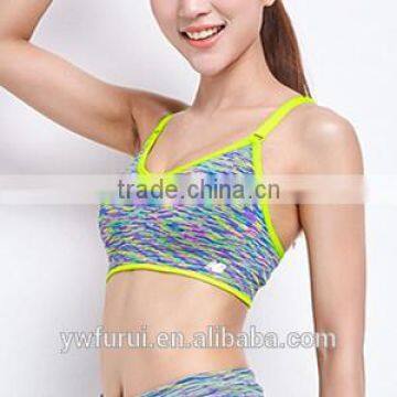 Rainbow color New custom nylon dry fit seamless padded fitness bra tube sport bra Yoga running lady's underwear