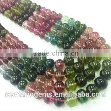 #HMZ685 Natural Multi-Color Plain Roundel Gemstone beads Tourmaline Necklace