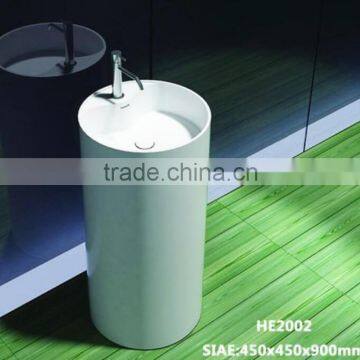 Solid Surface Stone Resin Square Free Standing Pedestal Resin Wash Basin,,Artificial Stone Freestanding Washing Basin photo-5