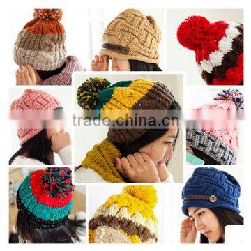 Pom Pom Baggy Knitted Beanie,custom Knitted Cuff Beanie Hat,knit Hat With Ball Top photo-5