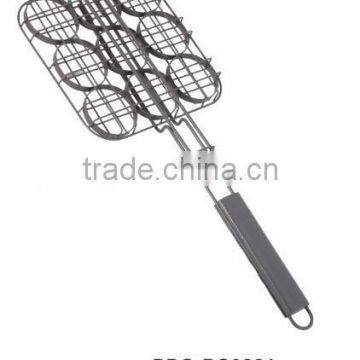 Stainless Steel Non-stick BBQ burger mesh with hardwood handle