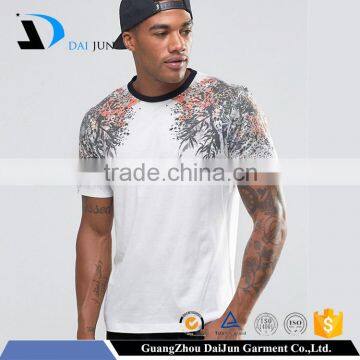 China Mens New Design Custom White Bamboo Logo Black O Neck Printed t-shirts 80% cotton 20% polyester