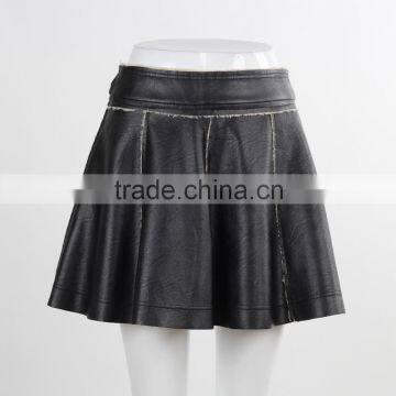 F5S43015 Custom Design Women Black Leather Suede Mini Skirt