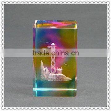 Customzized 3D Laser Religious Crystal Cube For Christian Souvenir