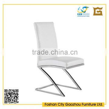 Ergonomic design z shaped metal base leather dining chair