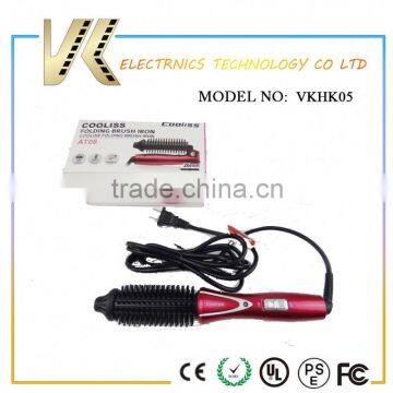 professional portable mini folding curling iron brush electric hair curler