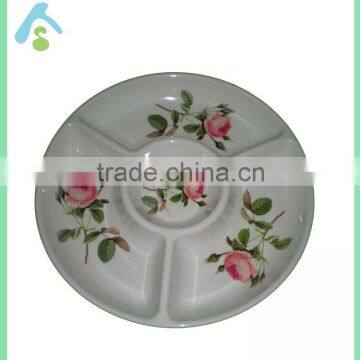 33cm Home Garden kitchen Tableware 4 Sections Melamine Plate Dishes Tray