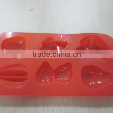 2015 new design high quatityFDA SGS LFGB approved food degree silicone custom promotional fruits shaped ice trays