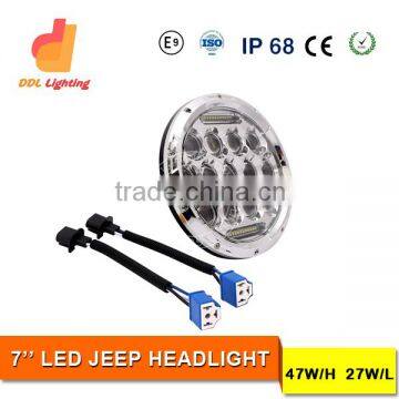 7 inch Sealed Beam Headlight Round silvery Chrome LED Head Light for jeep wrangler