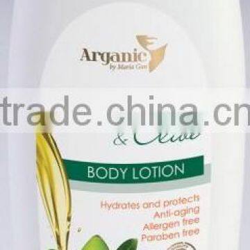 Body Lotion Argan and Olive Hydrates and Protects - 400ml. Paraben Free. Made in EU. Private Label