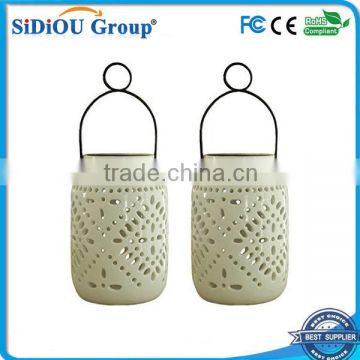 hanging led ceramic solar lantern light