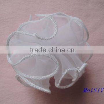 White Tulle Ribbon Flower With Elastic Loop For Bottle