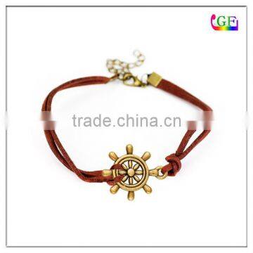 Brown Leather Bracelet navigation Anchor Weave Bracelet Adjustable