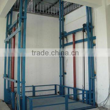 Customized fixed electric warehouse cargo elevator hydraulic freight guide rail lift platform