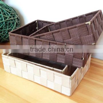 Hot sale items crafts square white PP basket handmade basket Poly-wicker Basket