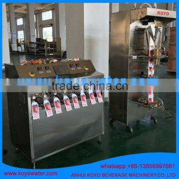 Grape juice orange juice in plastic packaging bags filling sealing machine