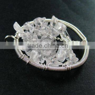50mm Round Handmade Wiring Tree in Random White Crystal Stone Pendant Charm DIY Supplies 1820241 photo-2