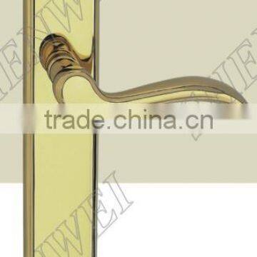 15-55 PB brass door lever handle on plate