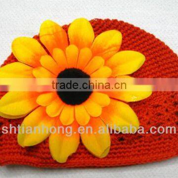 knitted fashion winter bebaby girl crochet flower hats