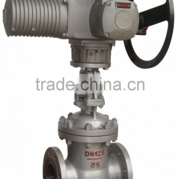 2016 POV latest 6 inch flange cast iron motorized stop valve pn16 with standard port size