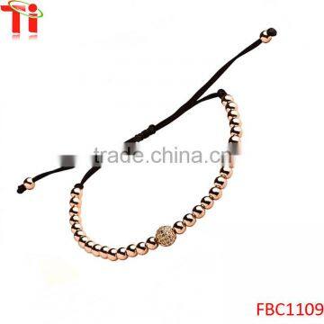 Black Macrame Braided Bracelets Sterling Silver Crystal Bead photo-3