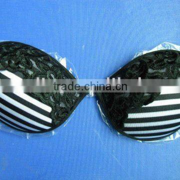 Black and White Striped Fabric Invisible Bra