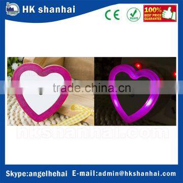 2016 new arrival mini 0.5W LED night light control auto sensor square circle heart four color baby bedroom night light lamp