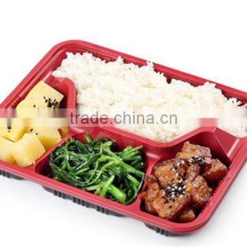 Red Color Disposable Food Containers Wholesale Takeaway Microwave PP Food Container 4-compartment Box photo-5