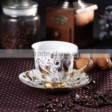 250ml Golden printing coffee mug with saucer