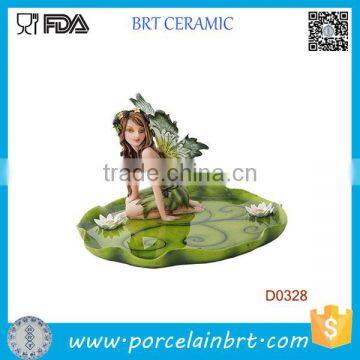 Jewelry Holder Tray Dish Polyrensin Figurine on Leaf