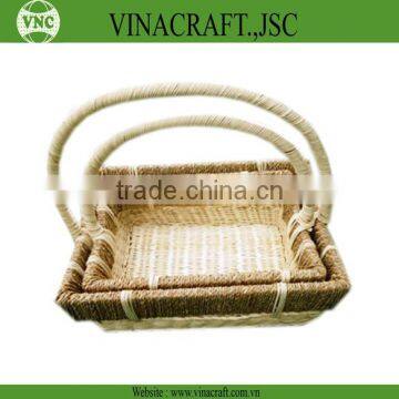 Cheap wicker flower baskets with handles for garden