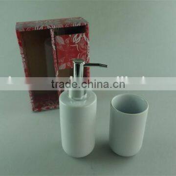 Cheap White Ceramic Bathroom Set/sampoo Jar and Cup Set Wholesale for Hotel Used photo-2