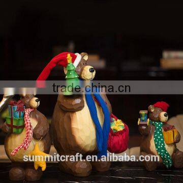 Resin teddy bear figurines christmas toy moving christmas decorations