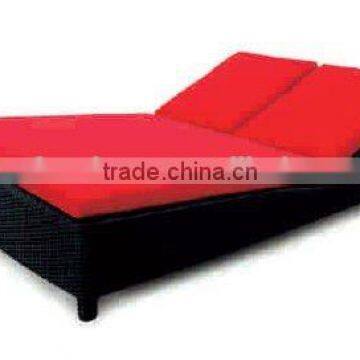 Outdoor Pool Rattan Double Red Sun Lounger Furniture photo-6