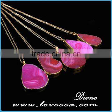 Irregular Shaped Natural Gemstone Necklace Raw Agate Druzy Stone Necklace photo-6